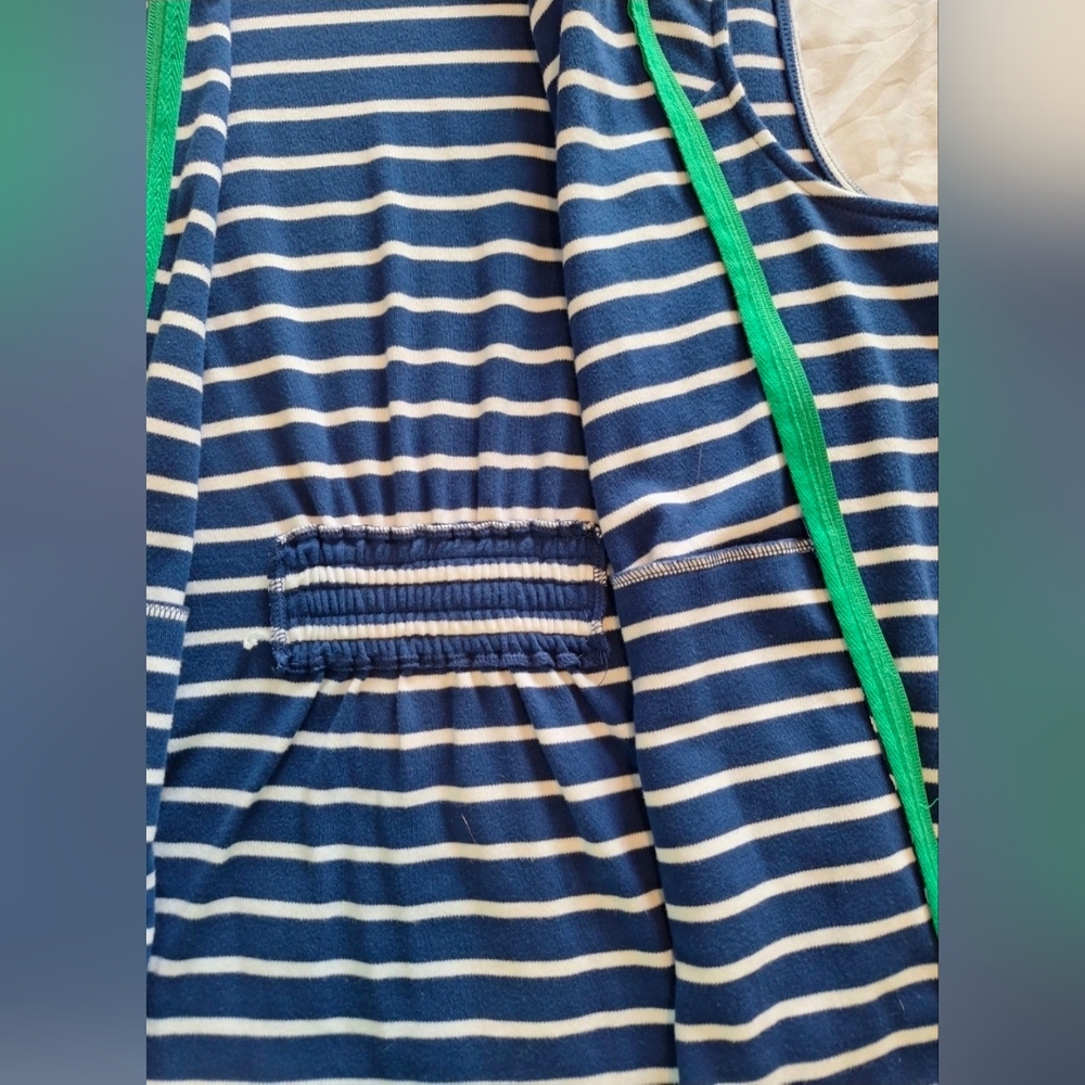 Hoodie Zip Vest 1X, Quacker Factory Y2K Blue Striped Sleeveless Slit pockets - Picture 8 of 9